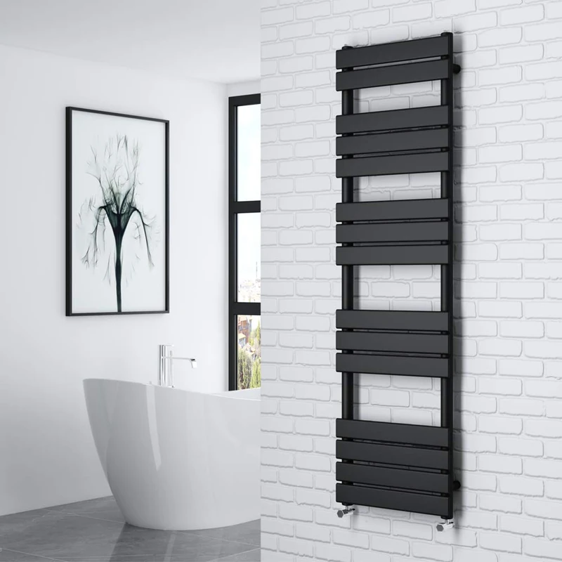 NRG 1600x450 Flat Panel Heated Towel Rail Bathroom Rad Radiator Black