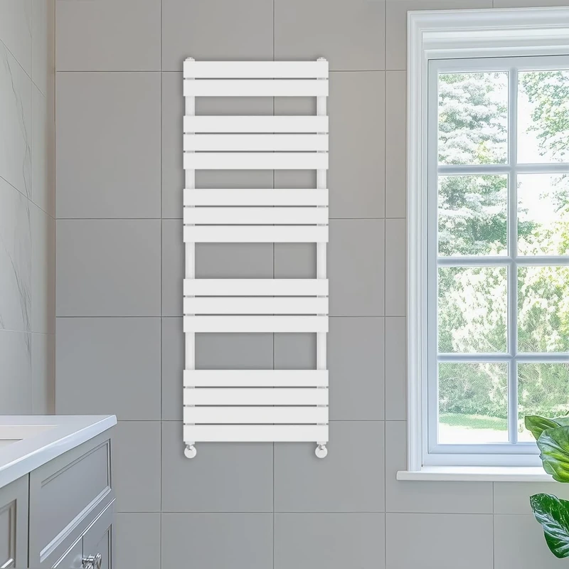 NRG 1600x600 Flat Panel Heated Towel Rail Bathroom Rad Radiator Gloss White
