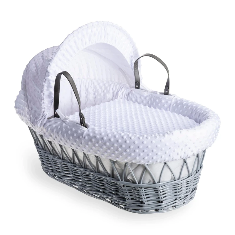 Clair de Lune Dimple Grey Wicker Moses Basket