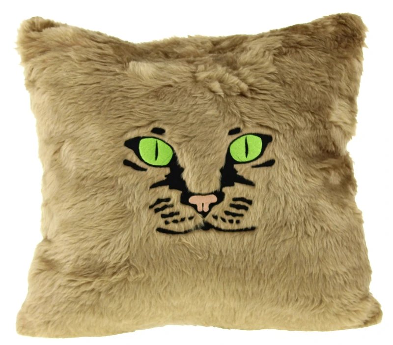 Gizzys/United Entertainment Cat Pillow, Taupe, Grey