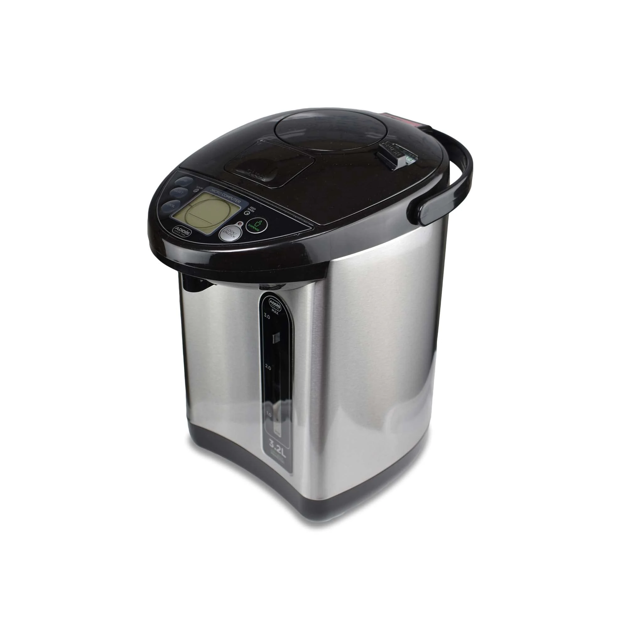 Addis Thermo Pot Instant Thermal Hot Water Boiler Dispenser, 3.2 Litre, Stainless Steel/Black (516521)