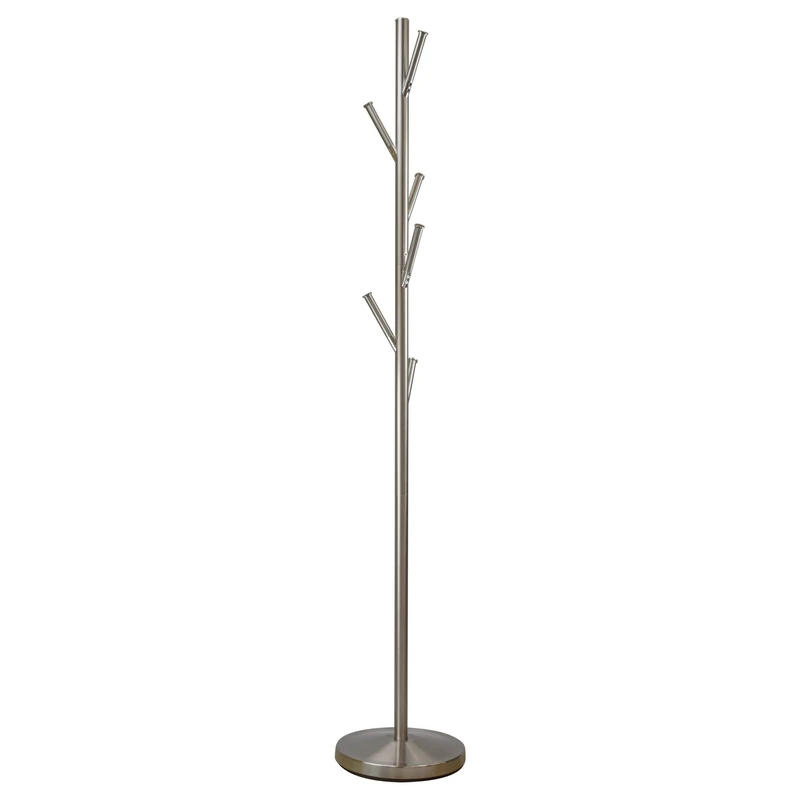 Kira Home Revel Addison 67" Free Standing Metal Coat Rack - Satin Steel, CR37-354403 - Image 1