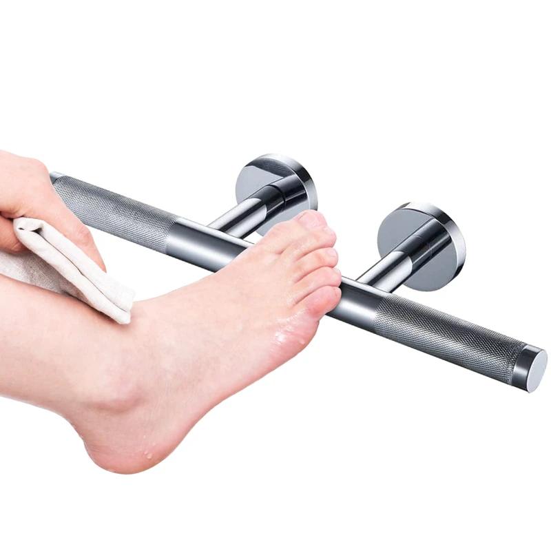 SANLIV Heavy Brass Textured Chrome Finish Shower Foot Rest for Hotel Bathrooms
