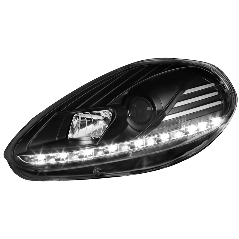 AutoStyle Set Headlights incl. DRL compatible with Fiat Punto Evo 2009-2012 & Punto (199) 2012- - Black