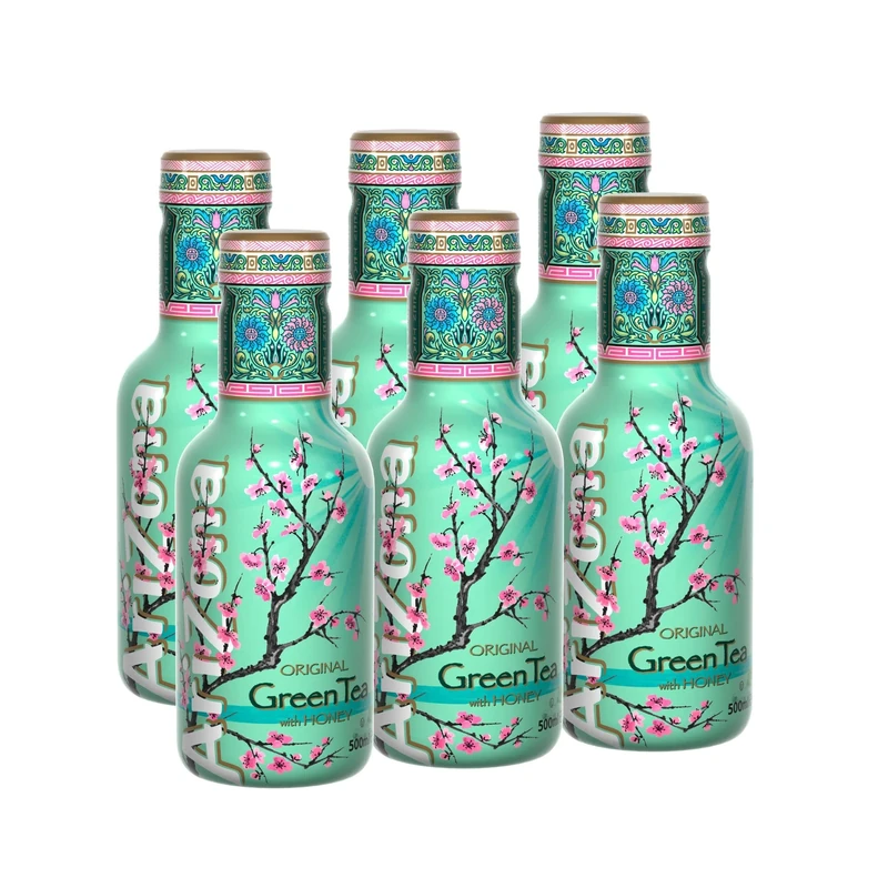 Arizona Original Green Tea with Honey, 6 x 500ml PET Bottles, Delicious Drink, No Artificial Flavours or Preservatives