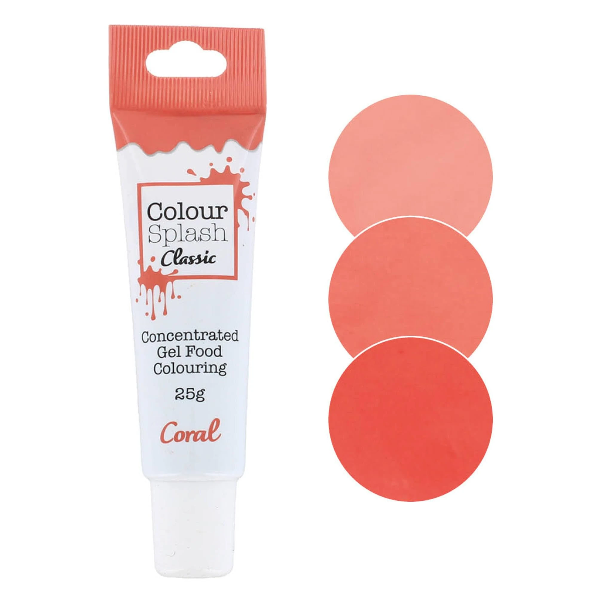Colour Splash Food Colouring Gel | Coral | Highly Concentrated Gels, Easy To Use Squeezy Tubes, Edible Ingredients, Transform Plain Cakes Into Bright, Eye-Catching Creations - Coral 25g