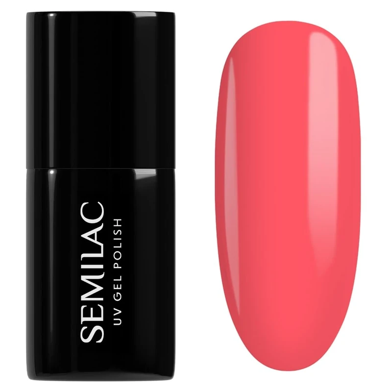 SEMILAC Gel Nail Polish 006 Classic Coral - Full Coverage Gel Polish - Soak Off Easy To Use LED/UV Nail Lamp - Long Lasting Manicure and Pedicure up to 3 weeks