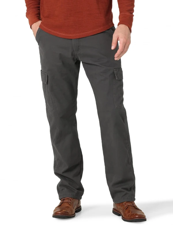 Wrangler Authentics Men's Fleece Lined Cargo Pant, Anthracite Twill, 36W x 34L
