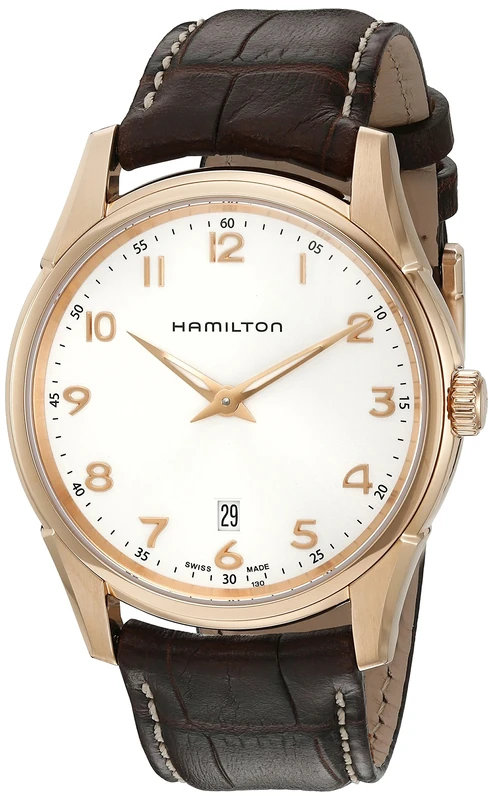 Hamilton Men's 'Jazzmaster' Swiss Quartz Gold and Leather Watch, Color:Brown (Model: H38541513)