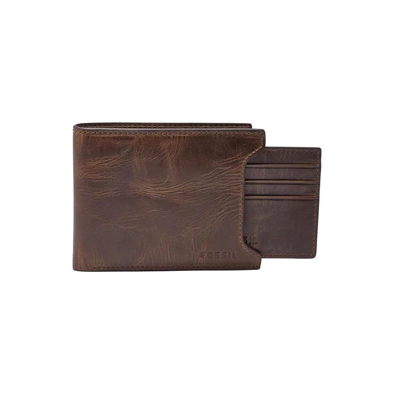 Fossil Wallet for Men Derrick, 100% Leather Bifold Dark brown 11.5 cm L x 2 cm W x 9 cm H ML3685201 - Image 1