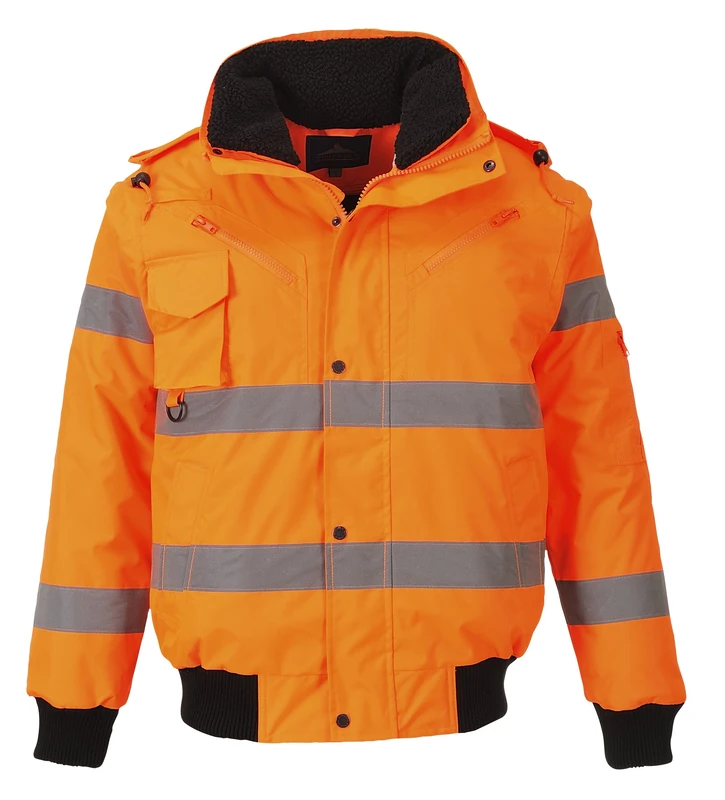 Portwest Hi-Vis 3-in-1 Bomber Jacket, Size: XXL, Colour: Orange, C467ORRXXL