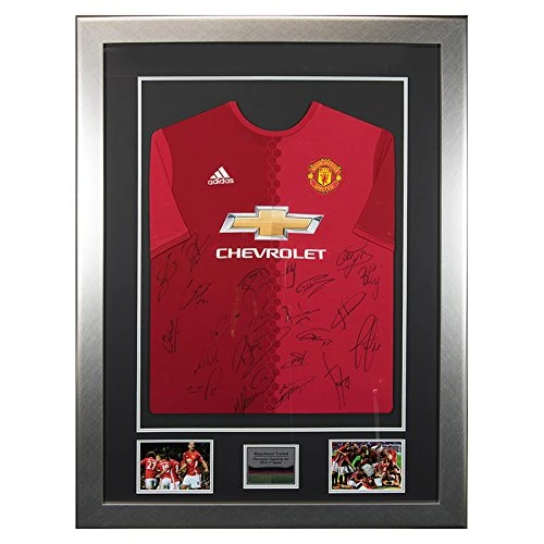 Man Utd Squad Signed 2016-17 Framed Shirt - Image 1