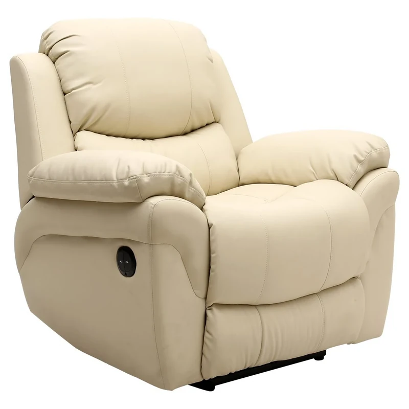 More4Homes MADISON ELECTRIC BONDED LEATHER AUTOMATIC RECLINER ARMCHAIR SOFA HOME LOUNGE CHAIR (Cream)