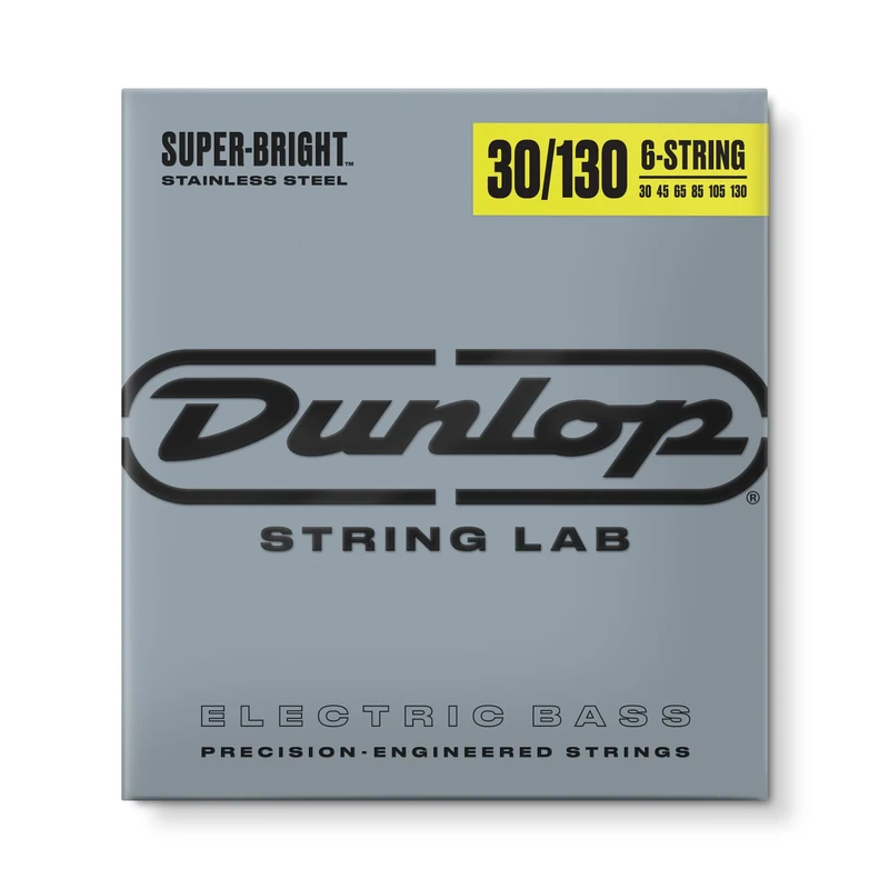 Jim Dunlop DBSBS30130 Super Bright Bass Strings, Stainless Steel, Medium.030-.130, 6 Strings/Set