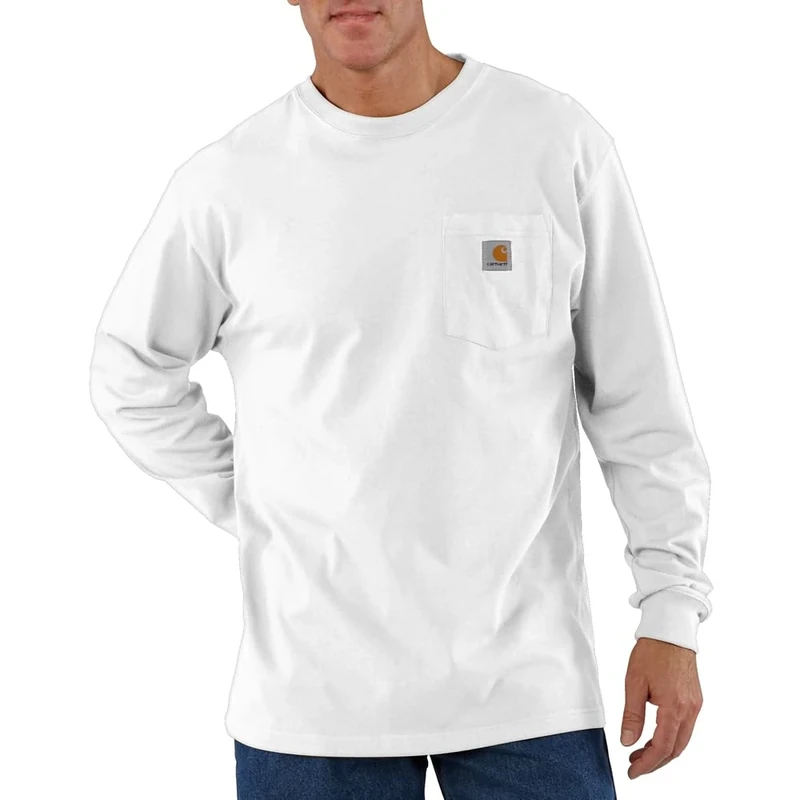 Carhartt mensK126Carhartt Men's Big & Tall Workwear Pocket Ls Jersey K126 Solid Long Sleeve T-Shirt - white - XL Tall