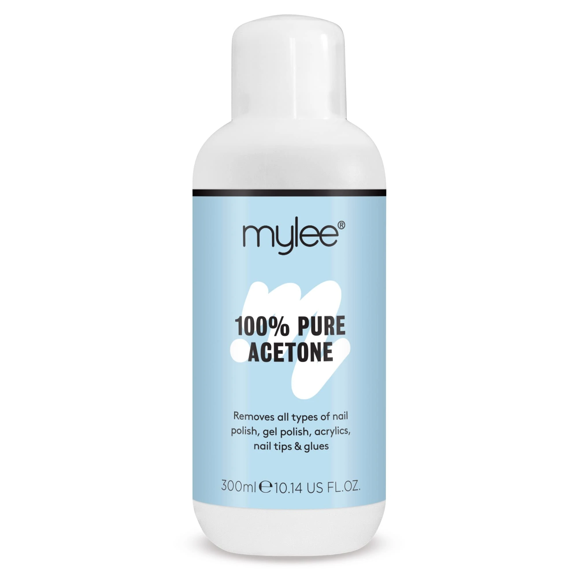 Mylee 100% Pure Acetone Gel Nail Polish Remover 300ml for UV/LED, Soak Off, Removes All Types of Nail Polish, Gel Polish, Acrylic, Gels, Nail Tip & Glue