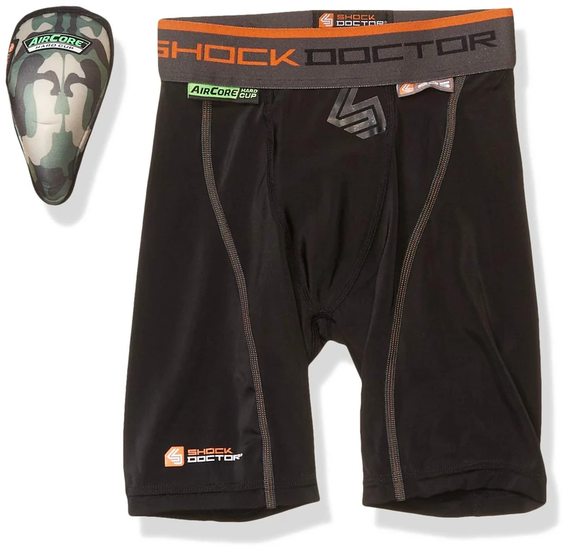 Shock Doctor Men's Aircore Hard Cup Compression Shorts, Black, Small