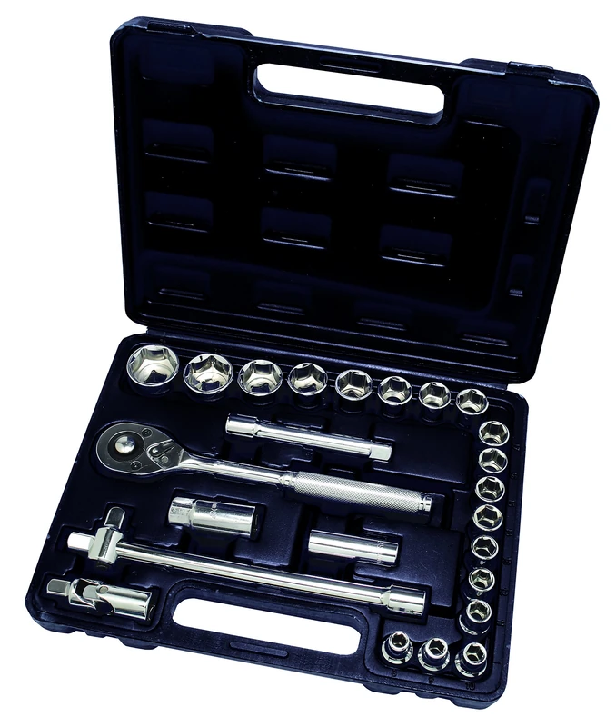 Hilka 01202502 1/2-Inch Drive Socket Set Metric (25-Piece), Black