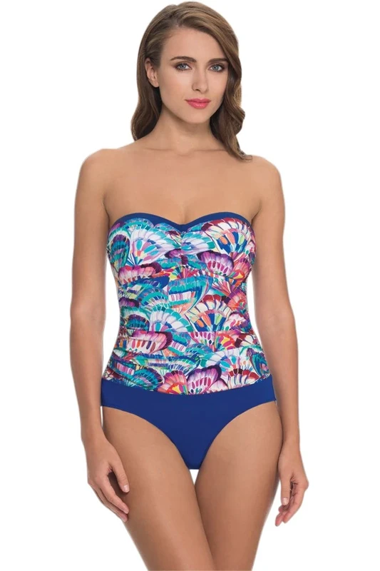 Profile by Gottex Women's Madame Butterfly One Piece Bandeau Swimsuit Multi