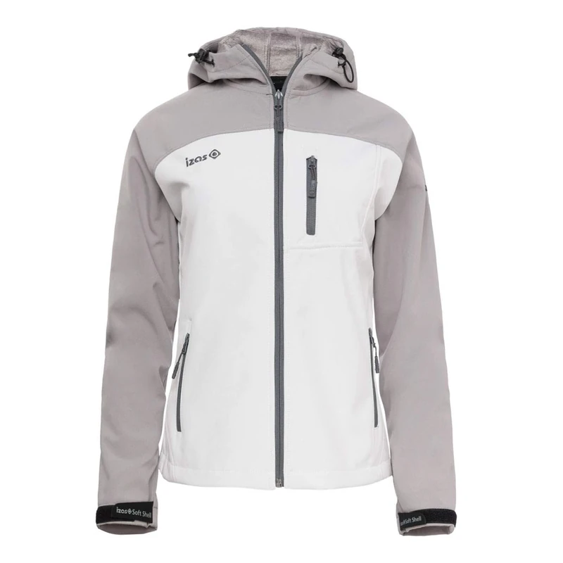 Izas Men Onega Outdoor Softshell With Hood Jacket - Grey/White, Small