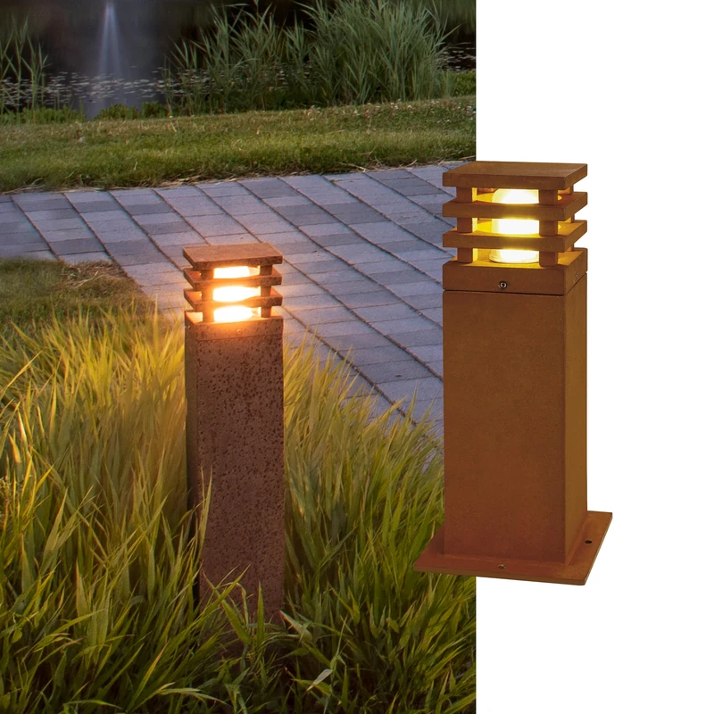 SLV Free-Standing lamp Rusty Square 40cm Höhe/LED Outdoor Illumination for Paths, Walls, entrances, LED Outdoor Garden lamp / IP55 3000K 9W 90lm Rust