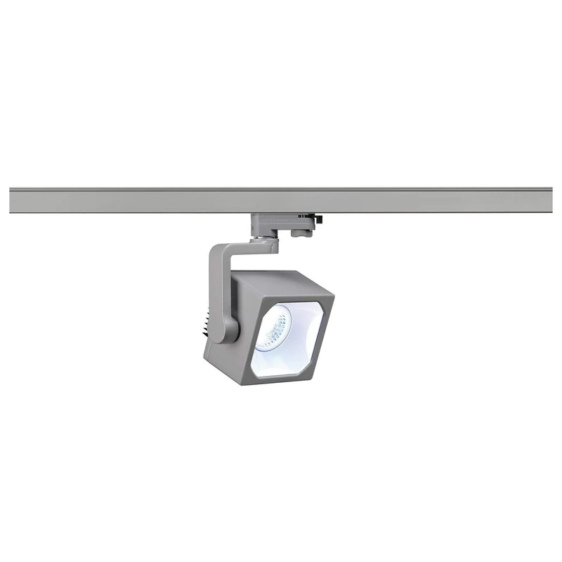 SLV 3-Phase System Spot Euro Cube/LED 3-Phase Spotlight, spot, Ceiling Spotlight, Ceiling Light, Track System, Indoor Lighting / 4000K 28.5W 2150lm Grey 60 Degrees
