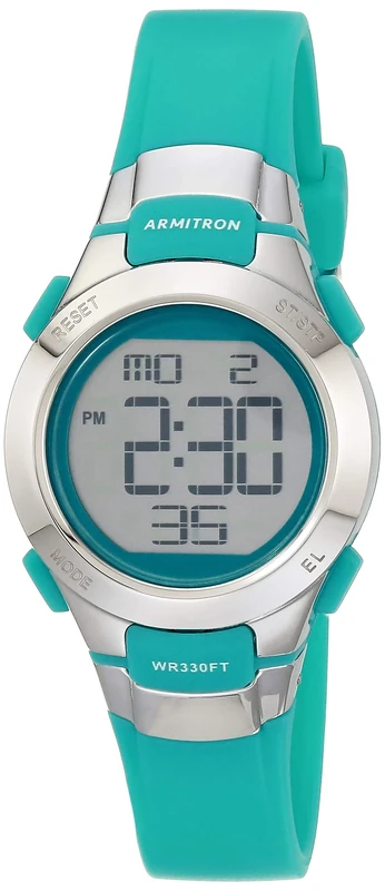 Armitron Sport Women's Digital Chronograph Resin Strap Watch, Teal/Silver