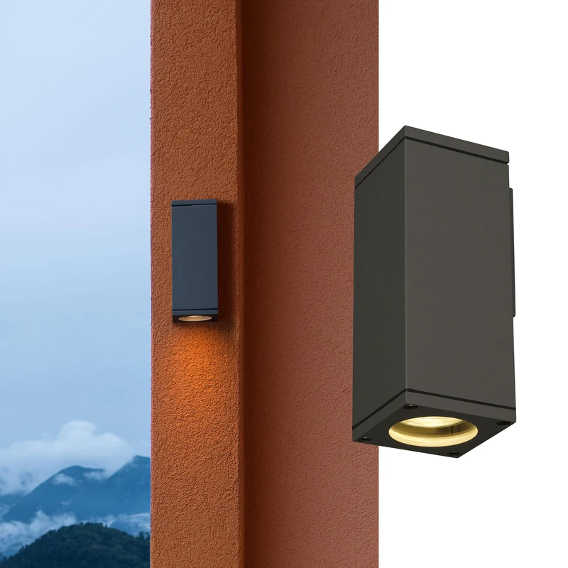 SLV Surface-Mounted Wall Light Theo Wall/Illumination for Walls, Paths, entrances, LED Outdoor spot, Surface-Mounted Outdoor Light, Garden lamp / GU10 IP44 35W Anthracite