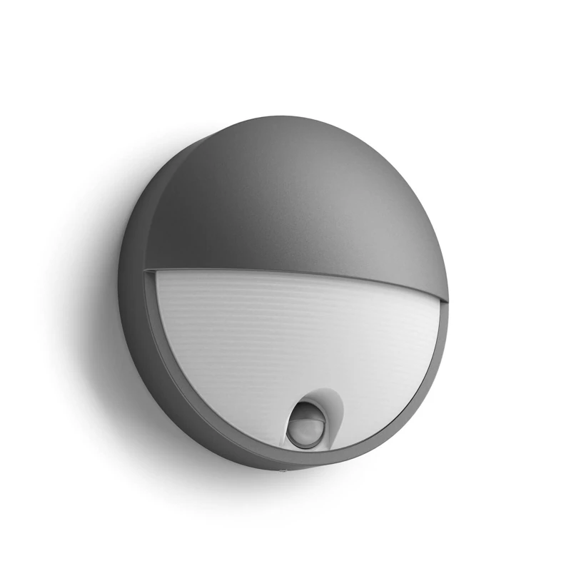 Philips Capricorn LED Outdoor Wall Light, 5.5W, 700 lm, 2,700 K Warm White Light, IP44 Weather-Resistant, Infrared Motion Sensor, Built-in LED, Durable, Aluminium, Anthracite Grey