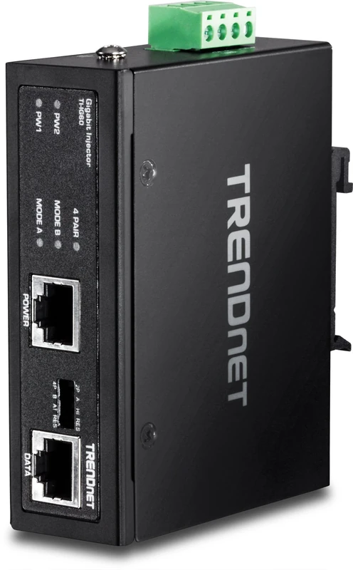 TrendNET 60 Watt Gigabit PoE+ Injector Hardened Industrial, TI-IG60 (Hardened Industrial), black