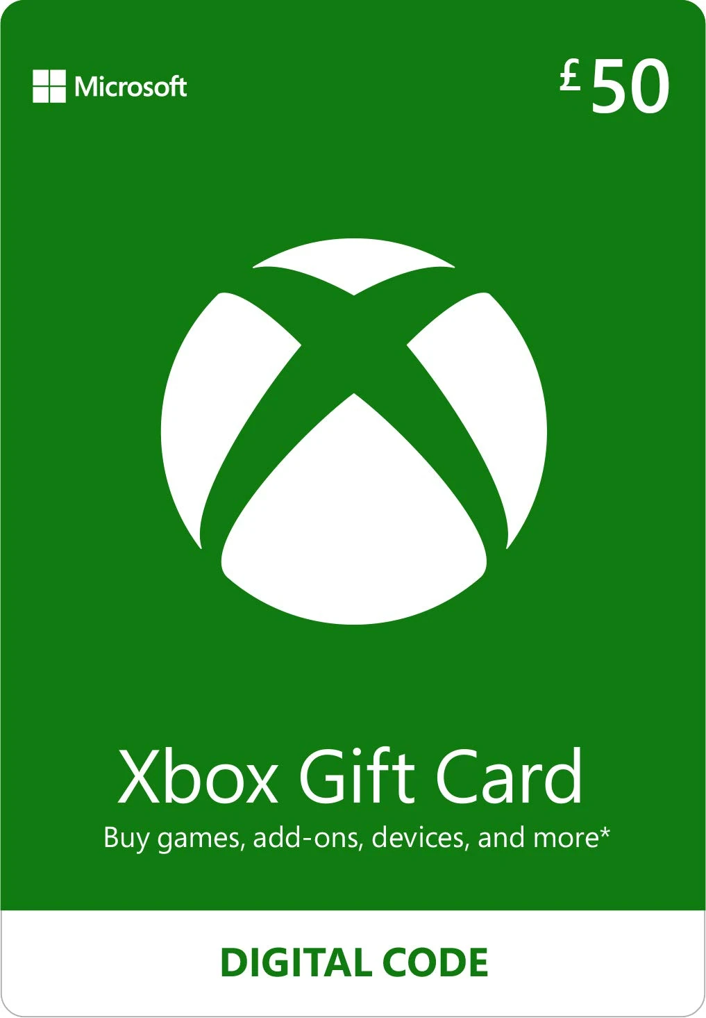 Xbox Gift Card | 50 GBP | Digital Voucher | Xbox One, Series S|X & Windows | (Download Code)