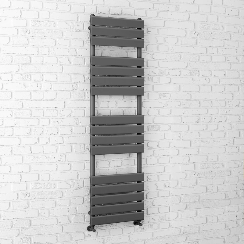iBathUK Zerith Wall Mounted Flat Panel Heated Towel Rail, 16 Column Slim Flat Steel Hydronic Central Heating High Thermal Output Designer Bathroom Towel Radiator in Matt Anthracite, 1600 × 450mm