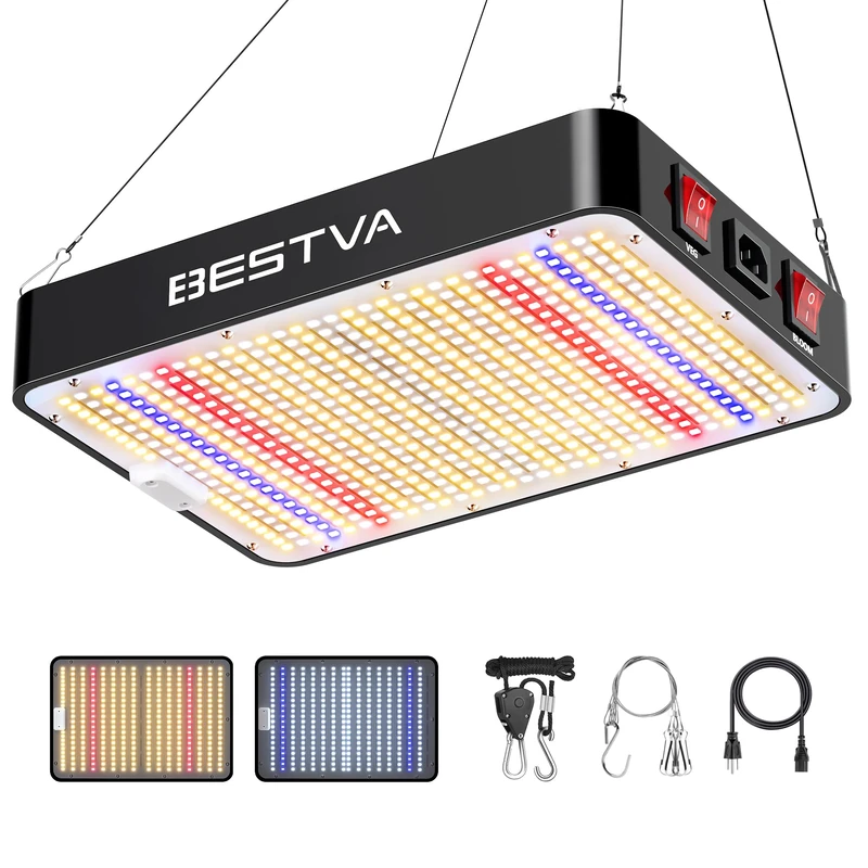 BESTVA 1000W LED Grow Light Full Spectrum Dual-Chip Growing Lamp for Hydroponic Indoor Plants Veg and Flower - Image 1