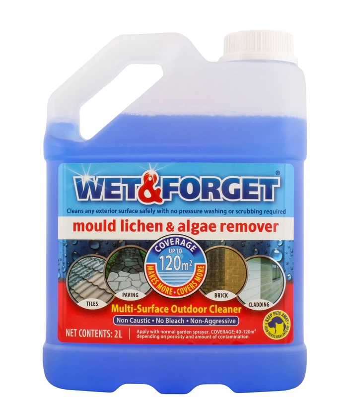 Wet & Forget Mould, Lichen & Algae Remover, Outdoor Patio Cleaner, Black Spot Remover, Bleach Free, 2L