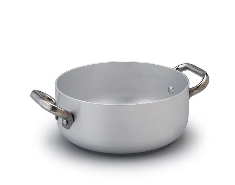 Pentole Agnelli ALMA106PI20 Aluminium Professional Fondo Induction Casserole Pot 3 Mm. Thick with 2 Handles, 2.5 Litre, Grey