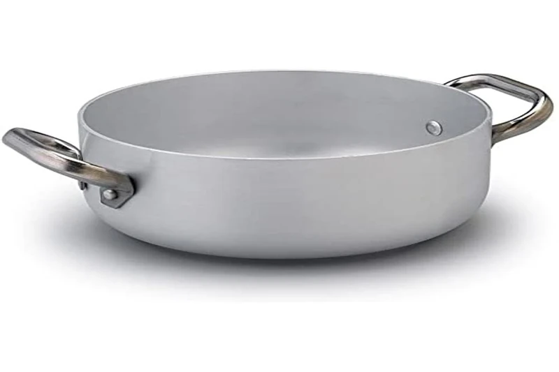 Pentole Agnelli ALMA106PI24 Aluminium Professional Fondo Induction Casserole Pot 3 Mm. Thick with 2 Handles, 4.1 Litre, Grey