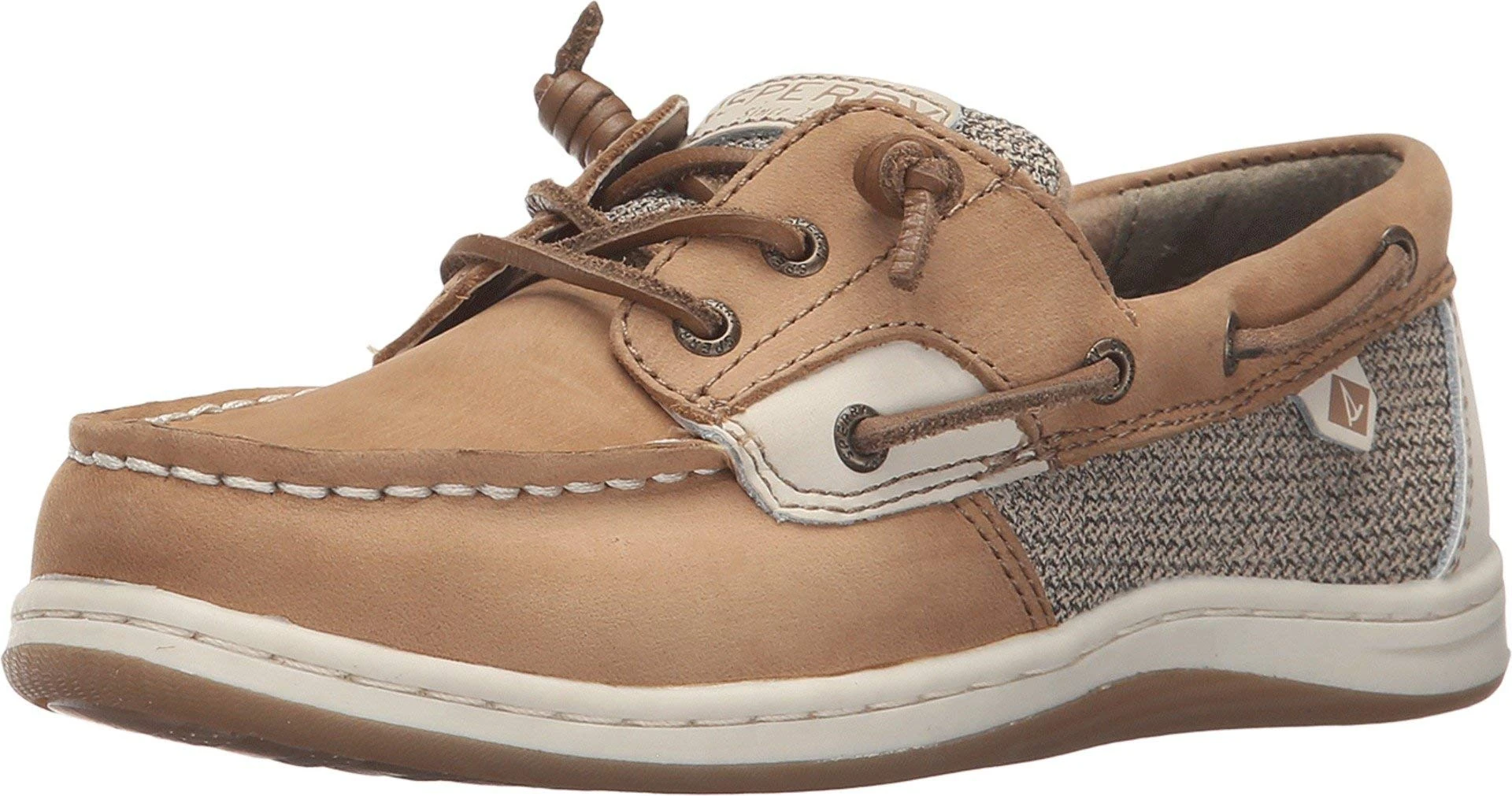 Sperry Songfish Boat Shoe (Little Kid/Big Kid), Linen/Oat, 1 Wide US Little Kid