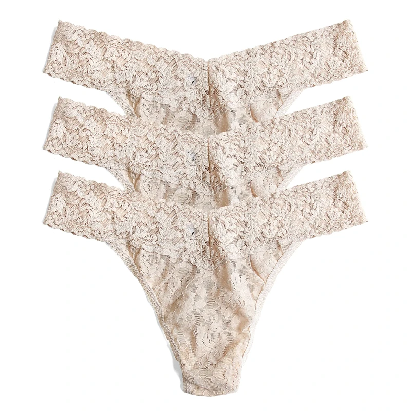 Hanky Panky Multi Pack - Signature Lace Original Rise Thong - 3 Pack-OS