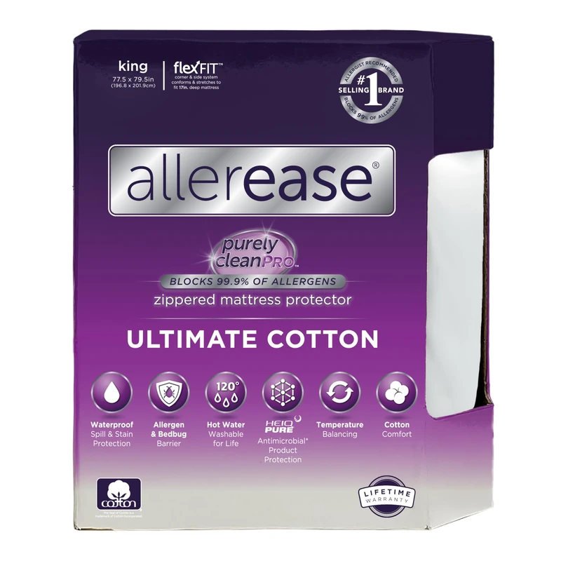 Aller-Ease Mattress Protector, Polycotton, White, King
