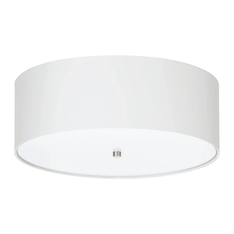 Eglo Pasteri Flush Ceiling Lamp, 3-Bulb Kitchen and Living Room Lighting, Flush Mount Light in Matt Nickel Steel, White Fabric and Glass, E27 Socket, Ø 18.7 Inches