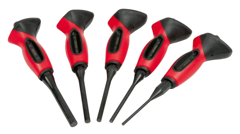 KS Tools 156.0221 Burnished Pin Hunting Set 5pcs (3-4-5-6-8mm) L150mm, Red/Black