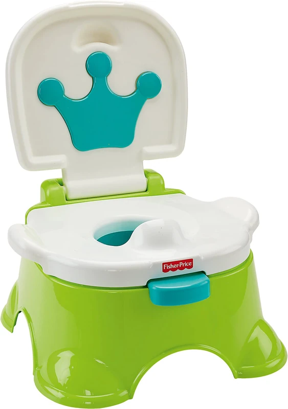 Fisher-Price Royal Stepstool Potty, green, toddler toilet potty training chair with music and sounds, DLT00
