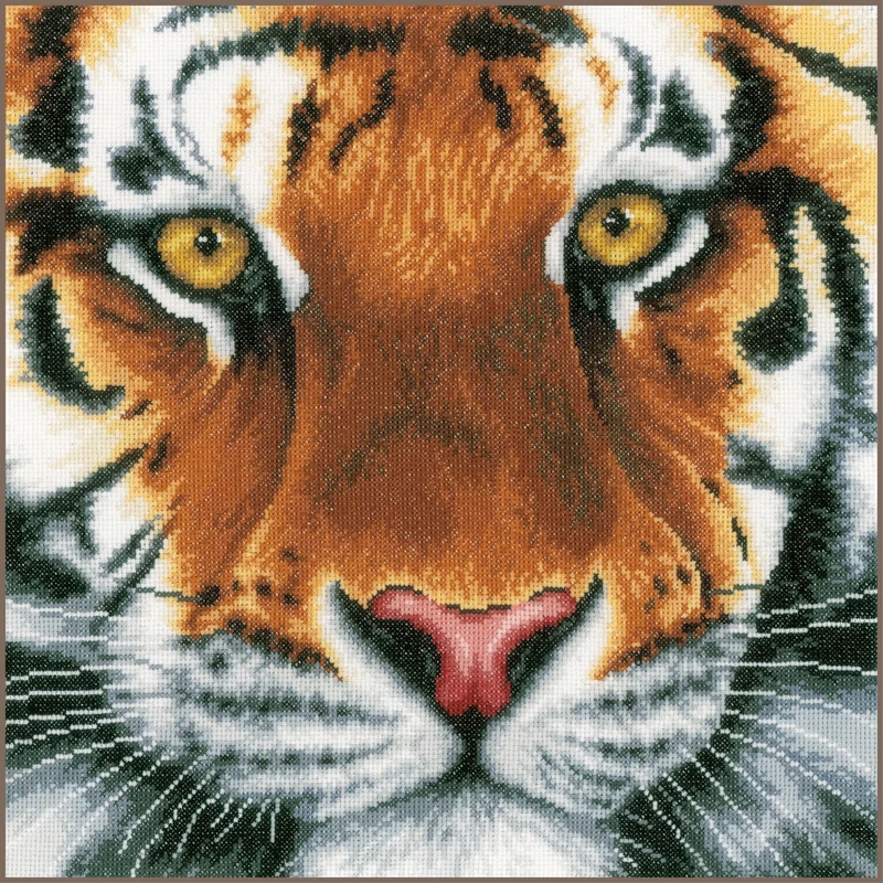 Lanarte Counted Cross Stitch Kit: Tiger (Evenweave), NA, 35 x 34cm