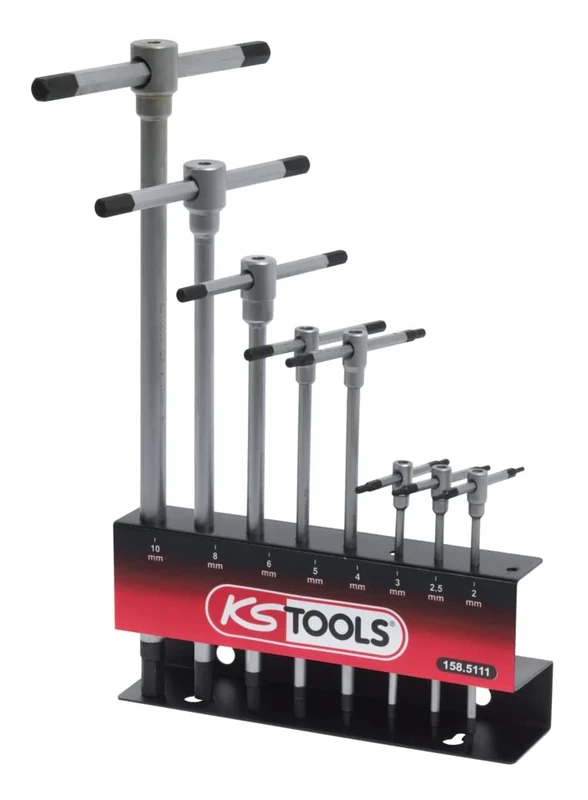 KS Tools 158.5111 8 Pieces 8 Hex Keys – T Handle/Stand