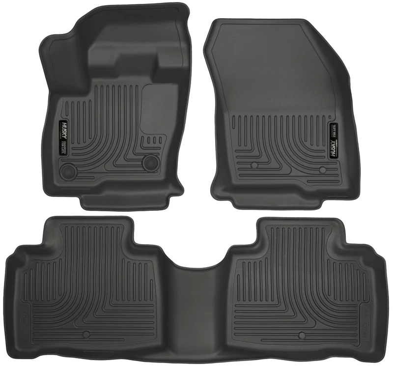 Husky Liners Weatherbeater | Fits 2016-2018 Lincoln MKX, Fits 2019-2021 Lincoln Nautilus, Front & 2nd Row Liners - Black, 3 pc. | 99311