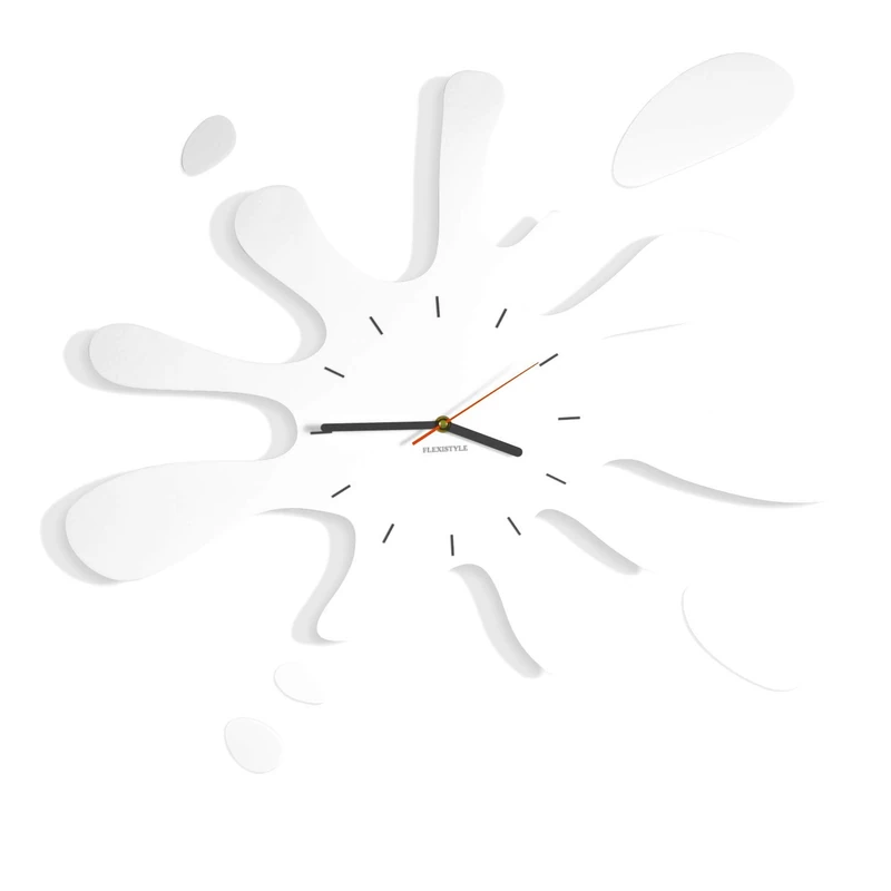 FLEXISTYLE Modern wall clock SPLASH, no ticking (white)