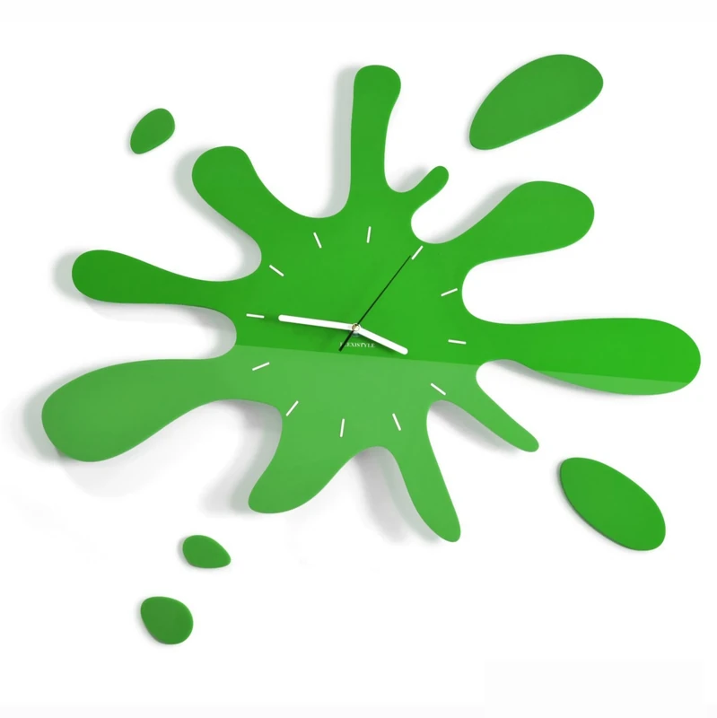 FLEXISTYLE Modern wall clock SPLASH, no ticking (green)