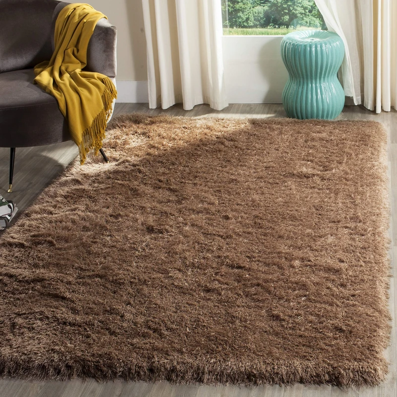 Safavieh Shaggy Indoor Hand Tufted Rectangle Area Rug, Venice Shag Collection, SG256, in Taupe, 91 X 152 cm for Living Room, Bedroom or Any Indoor Space