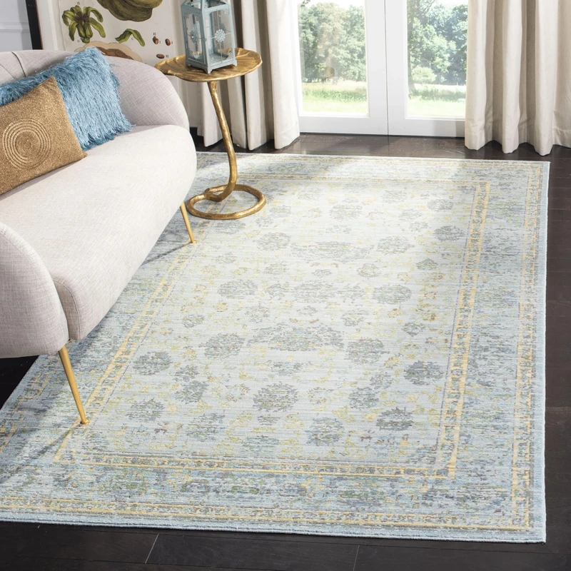 Safavieh Craft Art-Inspired Indoor Woven Rectangle Area Rug, Valencia Collection, VAL113, in Light Blue / Turquoise, 152 X 244 cm for Living Room, Bedroom or Any Indoor Space