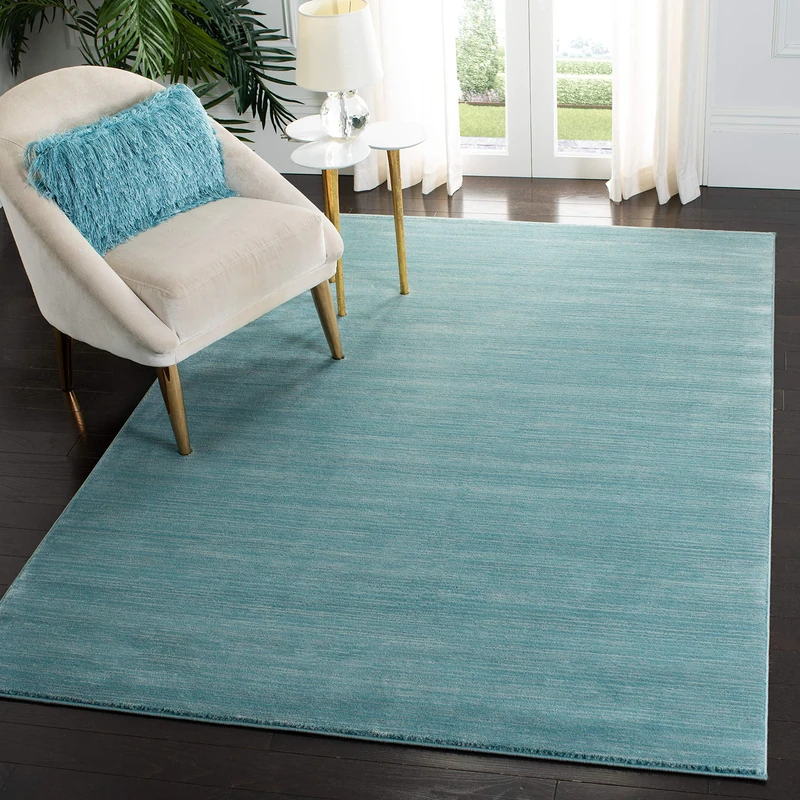 Safavieh Glam Solid Color Indoor Woven Rectangle Area Rug, Vision Collection, VSN606, in Seafoam, 122 X 183 cm for Living Room, Bedroom or Any Indoor Space